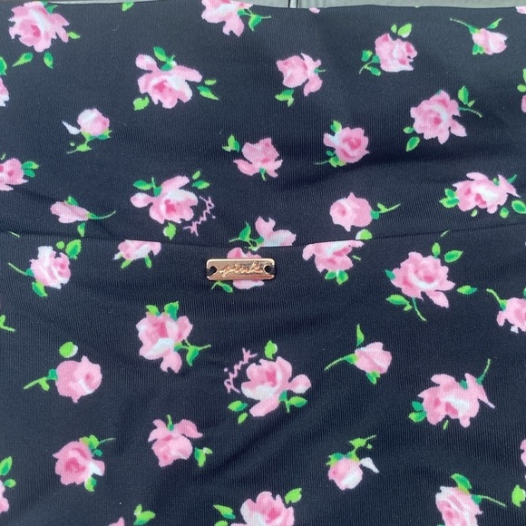 VS PINK V Crossover High-Waist Bikini Bottom Pure Black FLoral - Picture 8 of 11